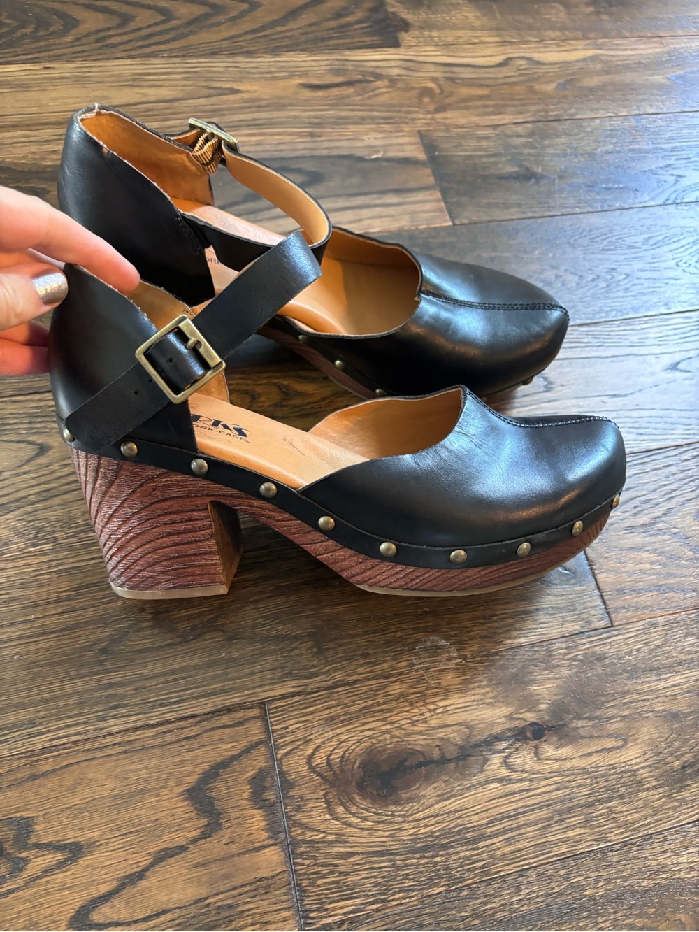 Korks Evah Ankle-Strap Clog Heels